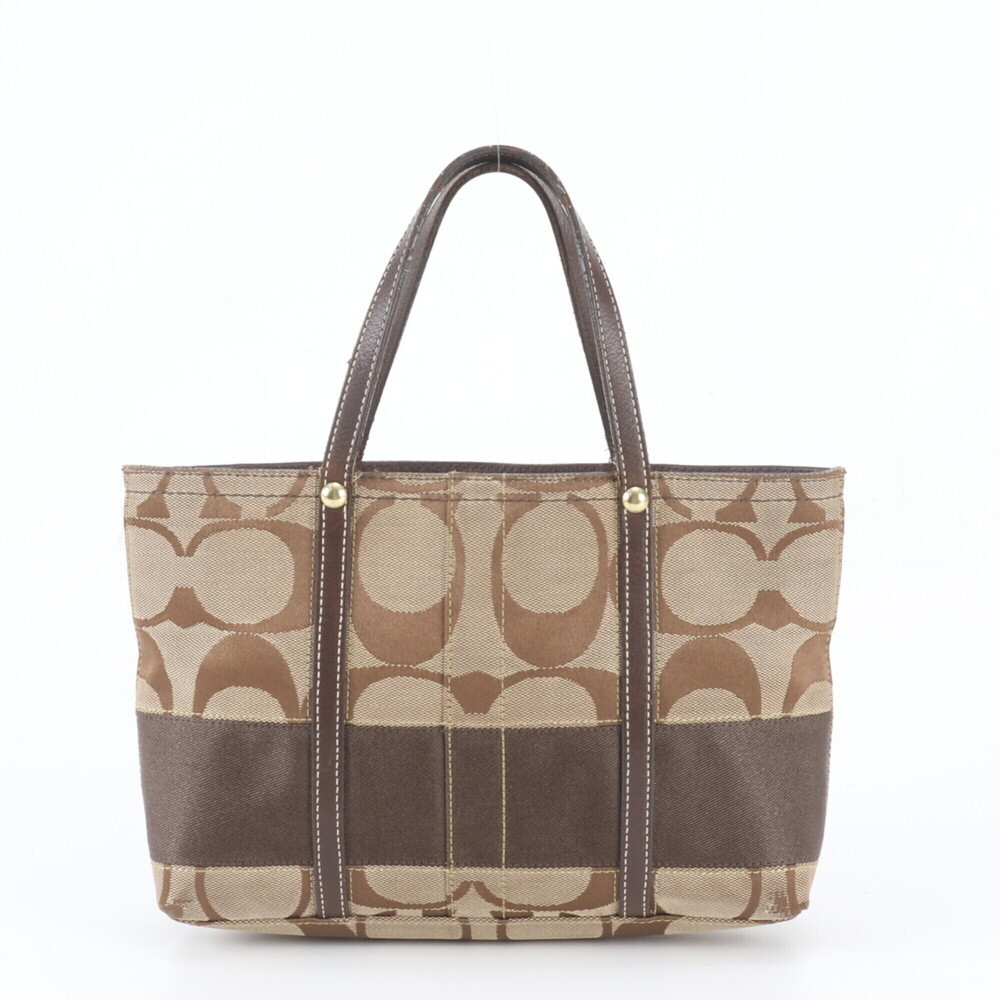 Coach Signature 11097 Leather Handbag Tote Bag, Brown, Gold Hardware, Women's